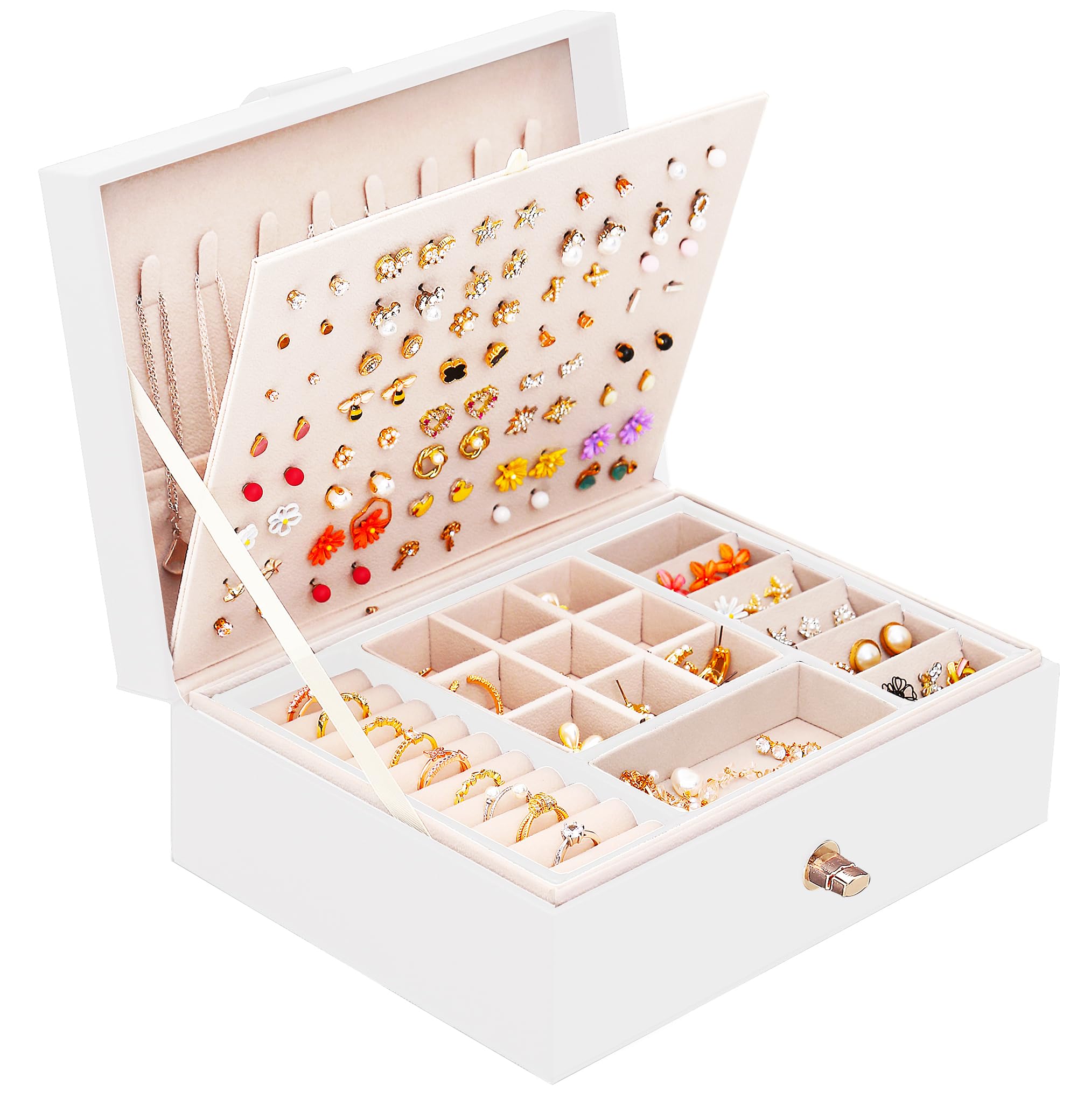 Girls Jewelry Box for Earrings Jewelry Organizer Box Teen Girls Earrings Organizer Jewelry Box Earring Holder Organizer Stud Earring Box for Girls Womens Jewelry Case Organizer Teal