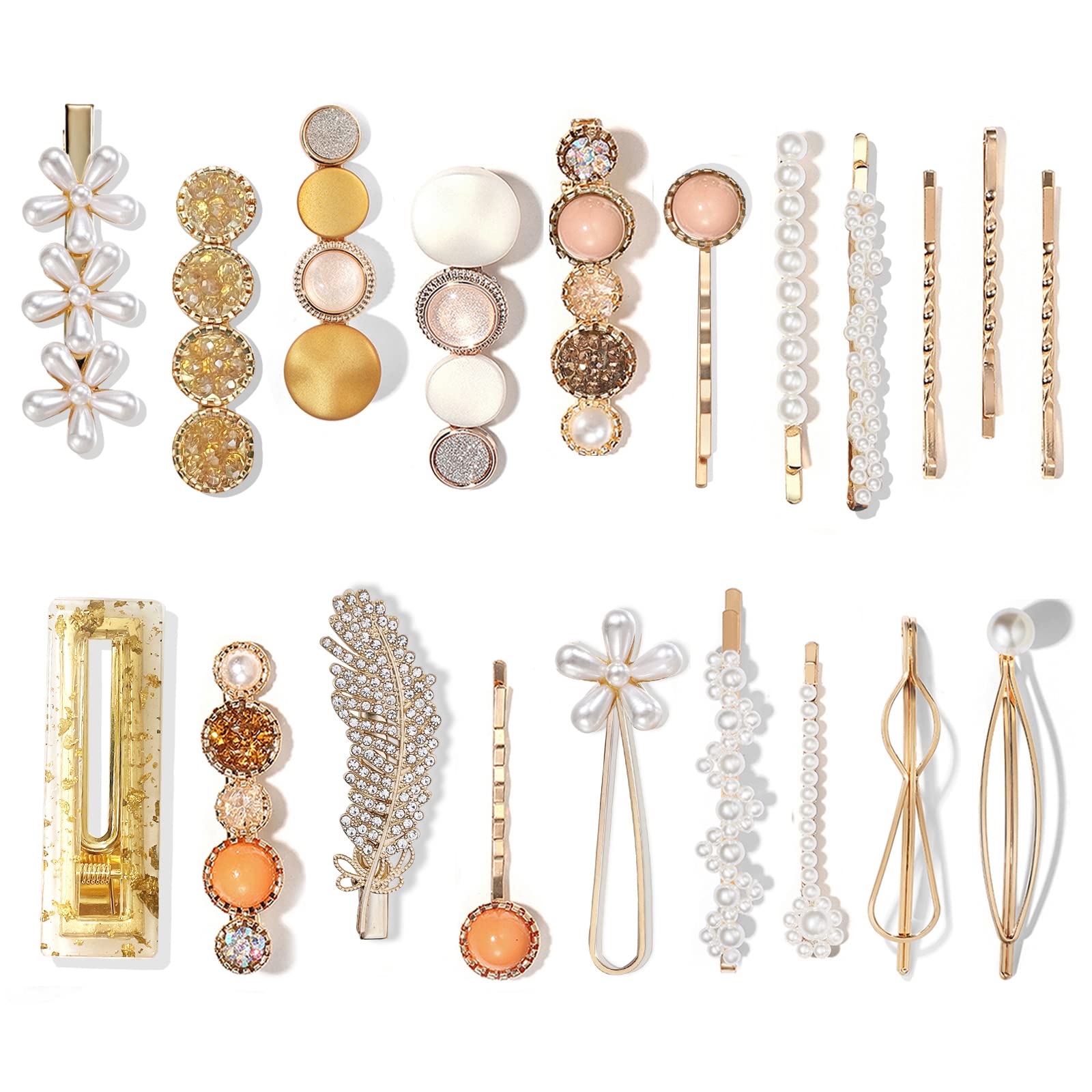Mehayi 20 PCS Macaron Pearl Acrylic Resin Fashion Hair Clips Set, Cute Hair Barrettes Bobby Pins, Boho Fancy Hairpin Accessories Headwear Styling Tools, Gifts for Women Girls Decorative Wedding