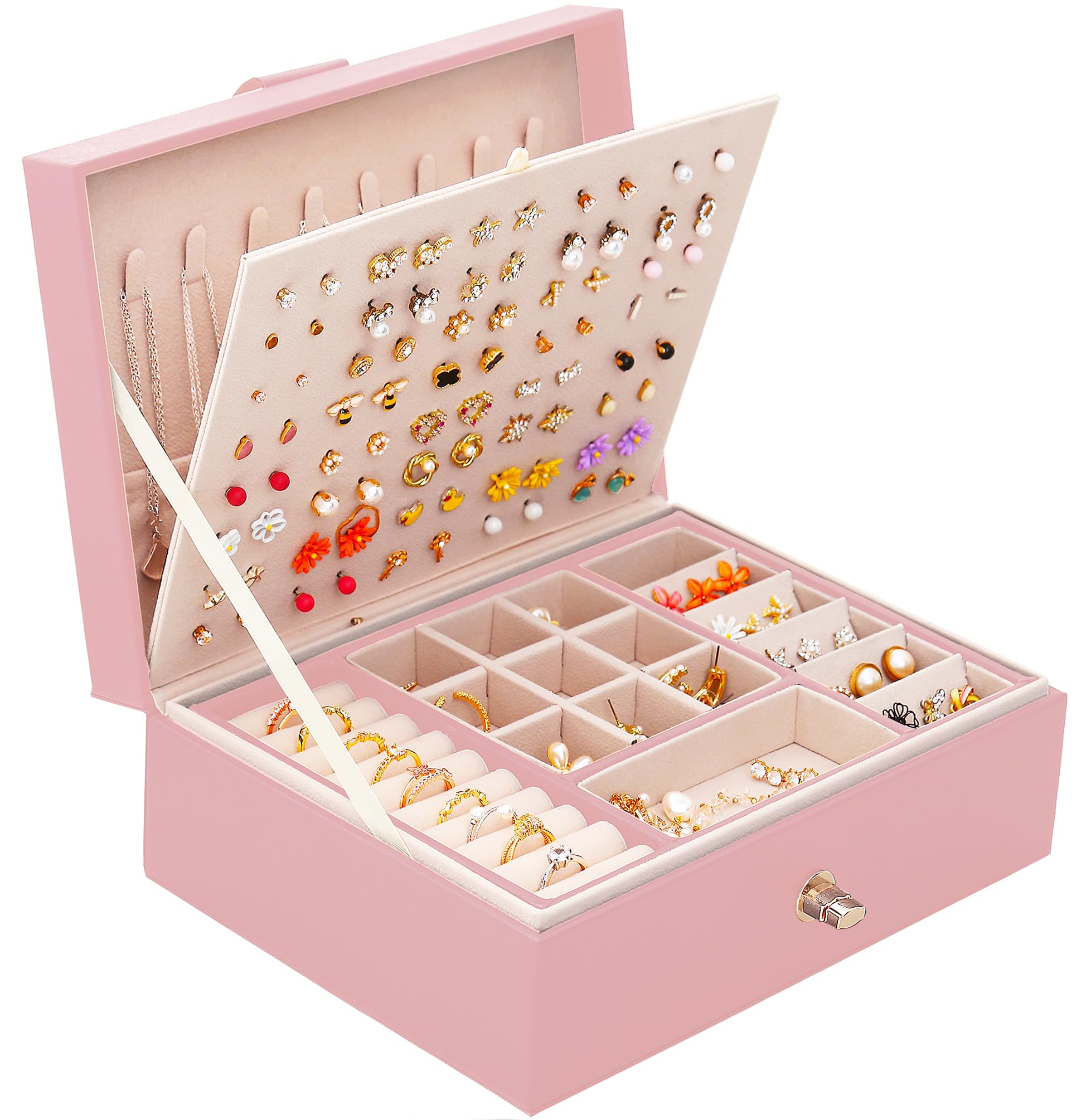 Girls Jewelry Box for Earrings Jewelry Organizer Box Teen Girls Earrings Organizer Jewelry Box Earring Holder Organizer Stud Earring Box for Girls Womens Jewelry Case Organizer Teal