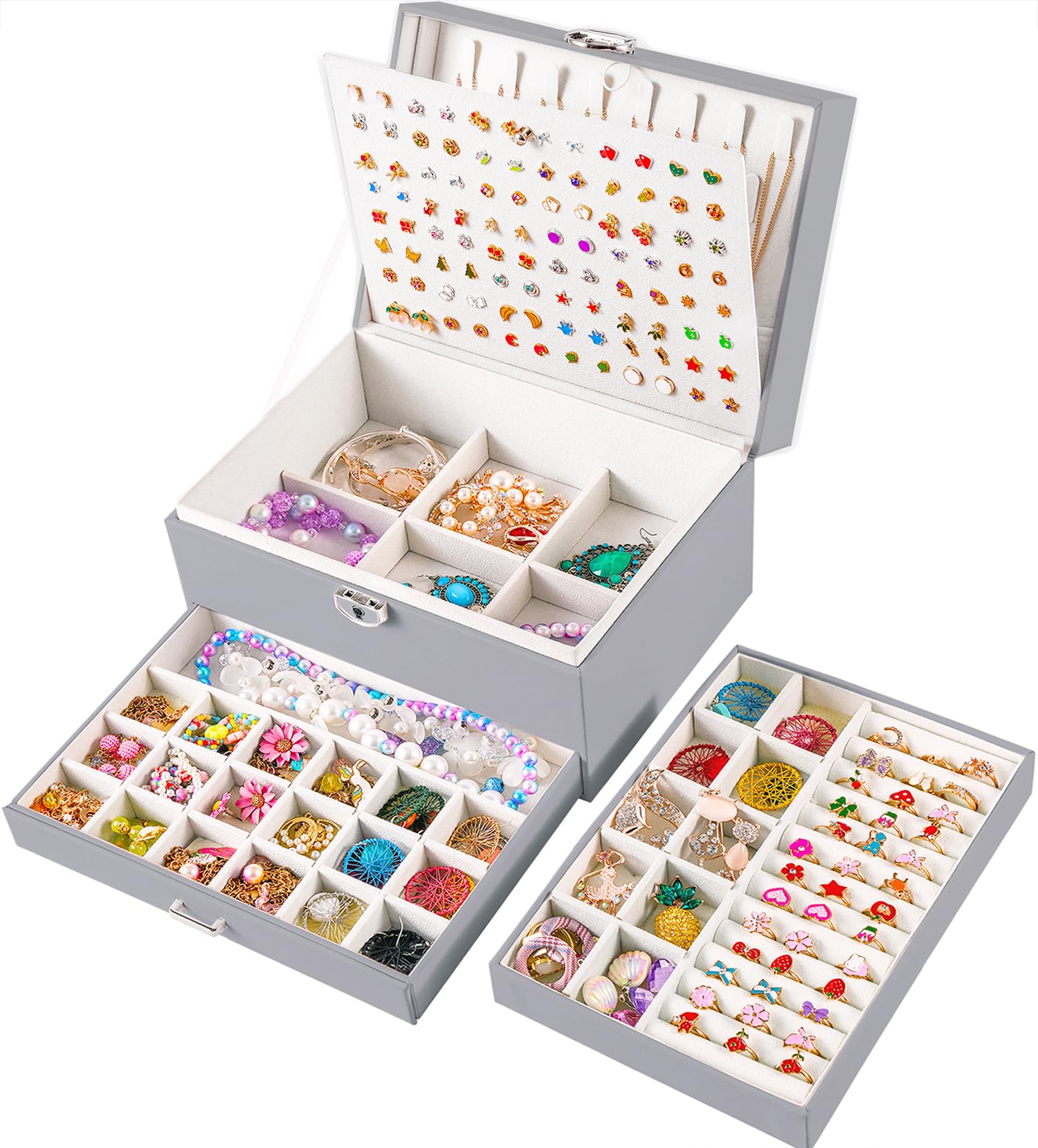 Girls Jewelry Box for Earrings Jewelry Organizer Box Teen Girls Earrings Organizer Jewelry Box Earring Holder Organizer Stud Earring Box for Girls Womens Jewelry Case Organizer Teal