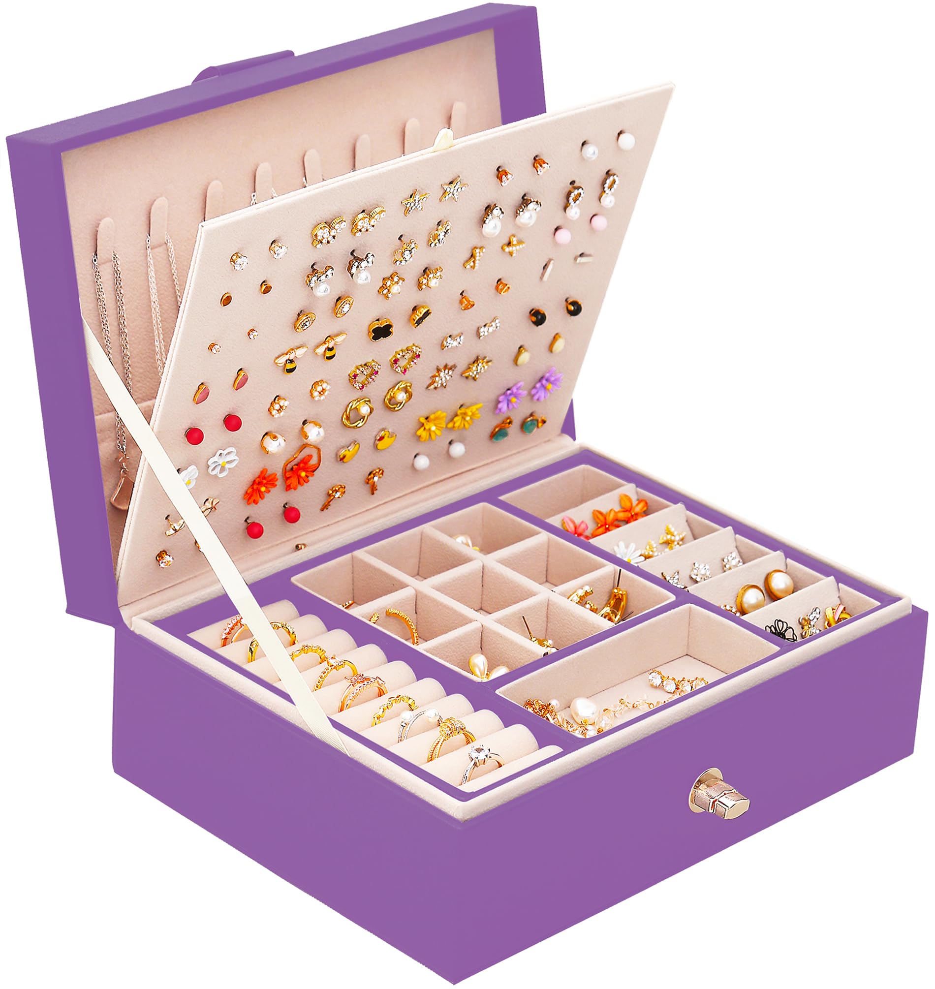 Girls Jewelry Box for Earrings Jewelry Organizer Box Teen Girls Earrings Organizer Jewelry Box Earring Holder Organizer Stud Earring Box for Girls Womens Jewelry Case Organizer Teal