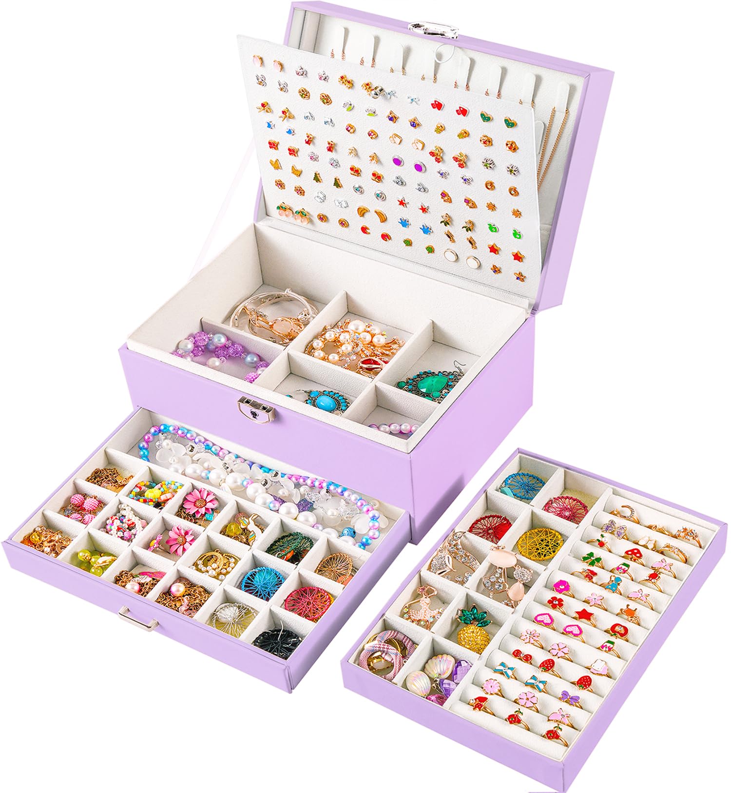 Girls Jewelry Box for Earrings Jewelry Organizer Box Teen Girls Earrings Organizer Jewelry Box Earring Holder Organizer Stud Earring Box for Girls Womens Jewelry Case Organizer Teal