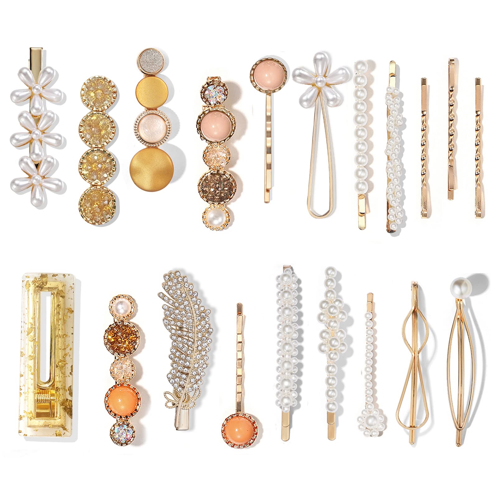 Mehayi 20 PCS Macaron Pearl Acrylic Resin Fashion Hair Clips Set, Cute Hair Barrettes Bobby Pins, Boho Fancy Hairpin Accessories Headwear Styling Tools, Gifts for Women Girls Decorative Wedding