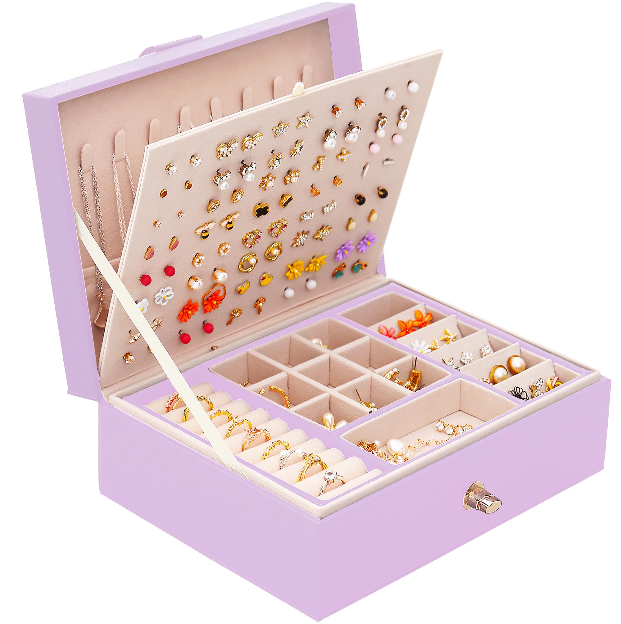 Girls Jewelry Box for Earrings Jewelry Organizer Box Teen Girls Earrings Organizer Jewelry Box Earring Holder Organizer Stud Earring Box for Girls Womens Jewelry Case Organizer Teal