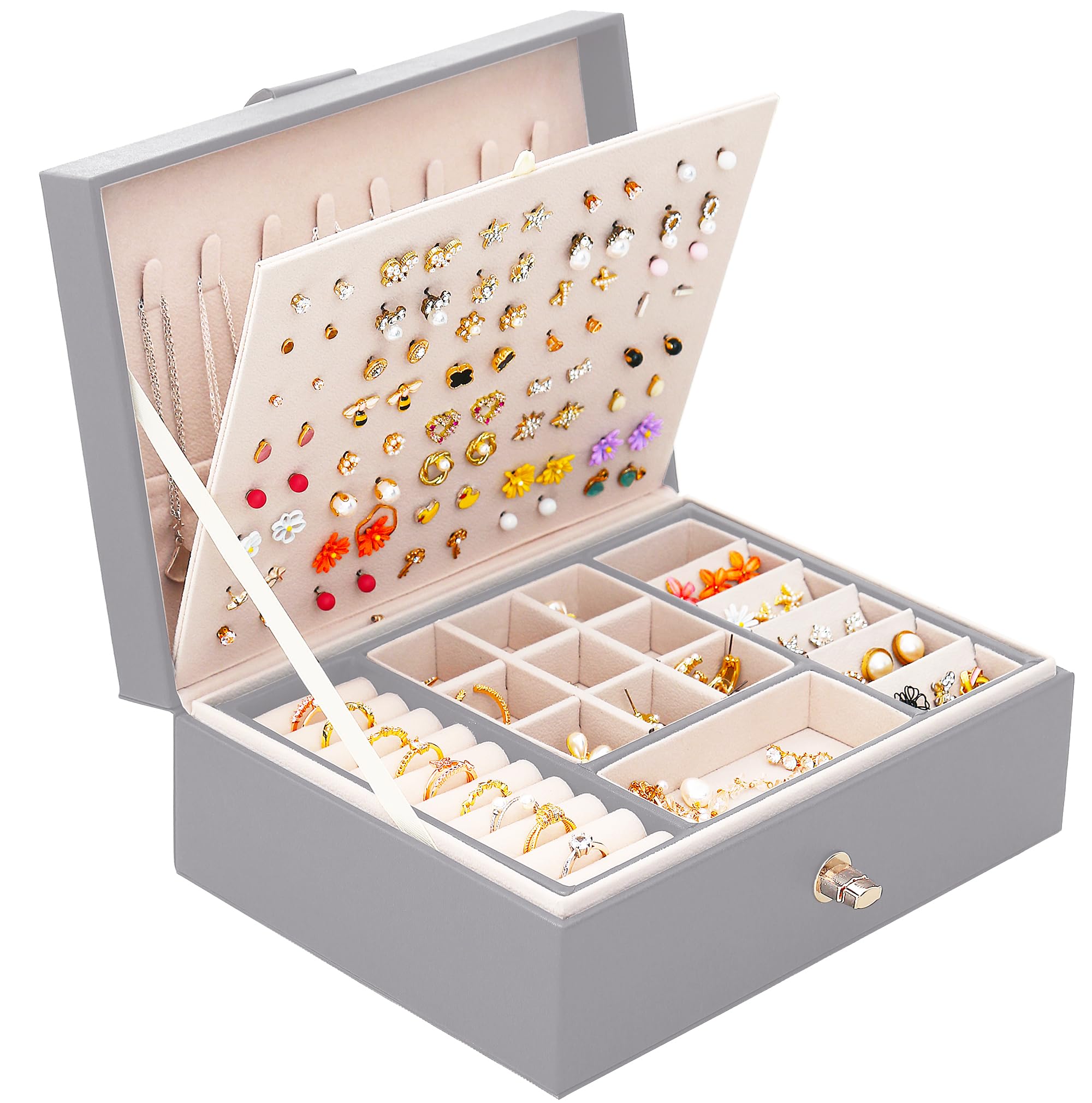 Girls Jewelry Box for Earrings Jewelry Organizer Box Teen Girls Earrings Organizer Jewelry Box Earring Holder Organizer Stud Earring Box for Girls Womens Jewelry Case Organizer Teal