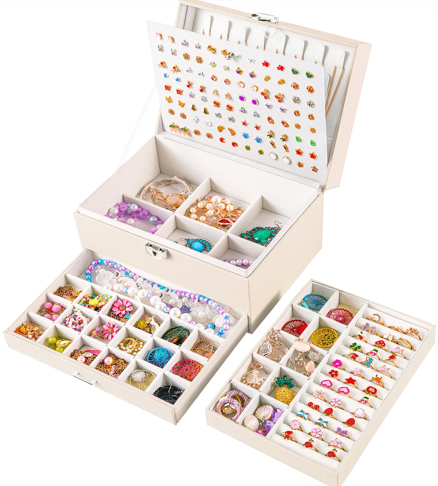 Girls Jewelry Box for Earrings Jewelry Organizer Box Teen Girls Earrings Organizer Jewelry Box Earring Holder Organizer Stud Earring Box for Girls Womens Jewelry Case Organizer Teal