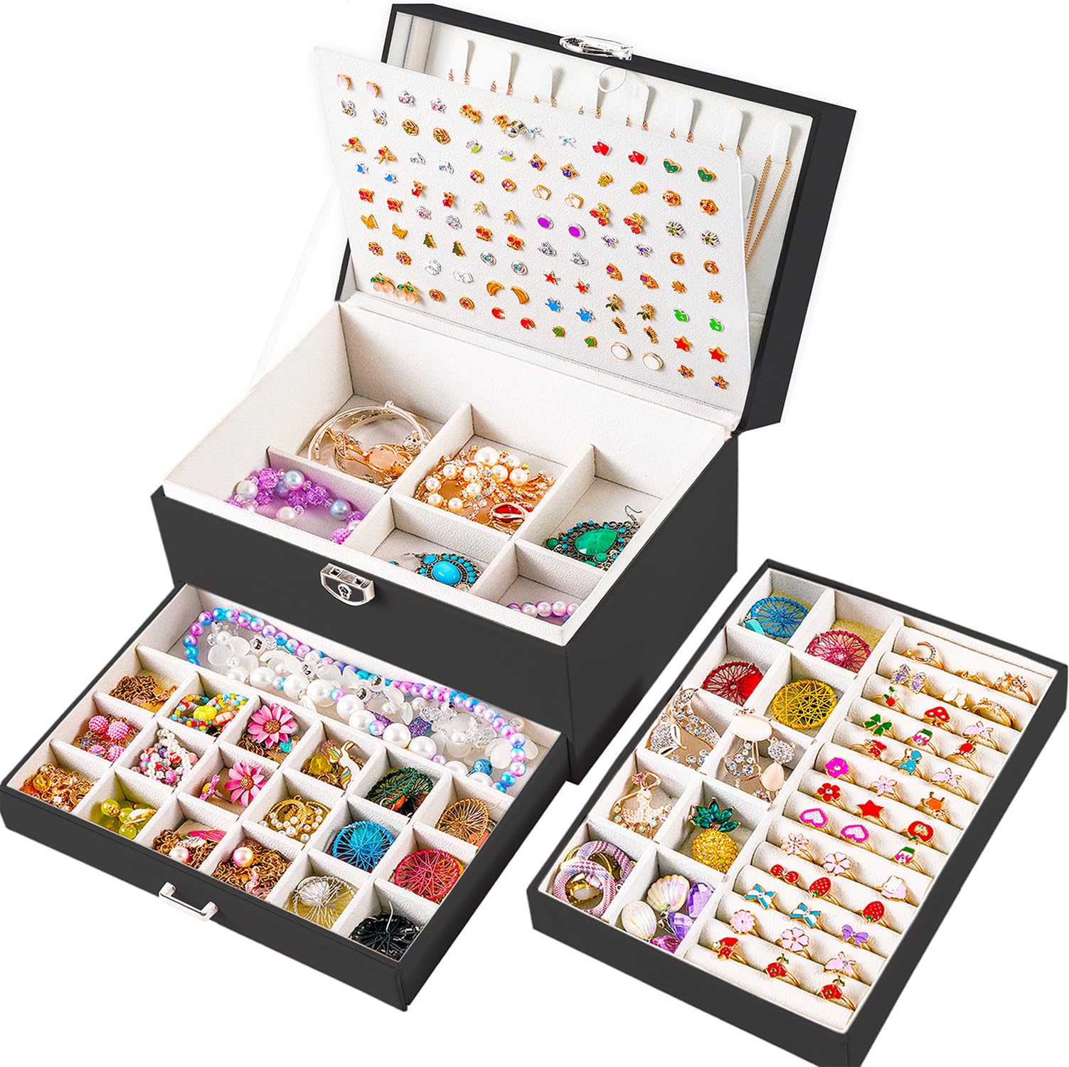 Girls Jewelry Box for Earrings Jewelry Organizer Box Teen Girls Earrings Organizer Jewelry Box Earring Holder Organizer Stud Earring Box for Girls Womens Jewelry Case Organizer Teal
