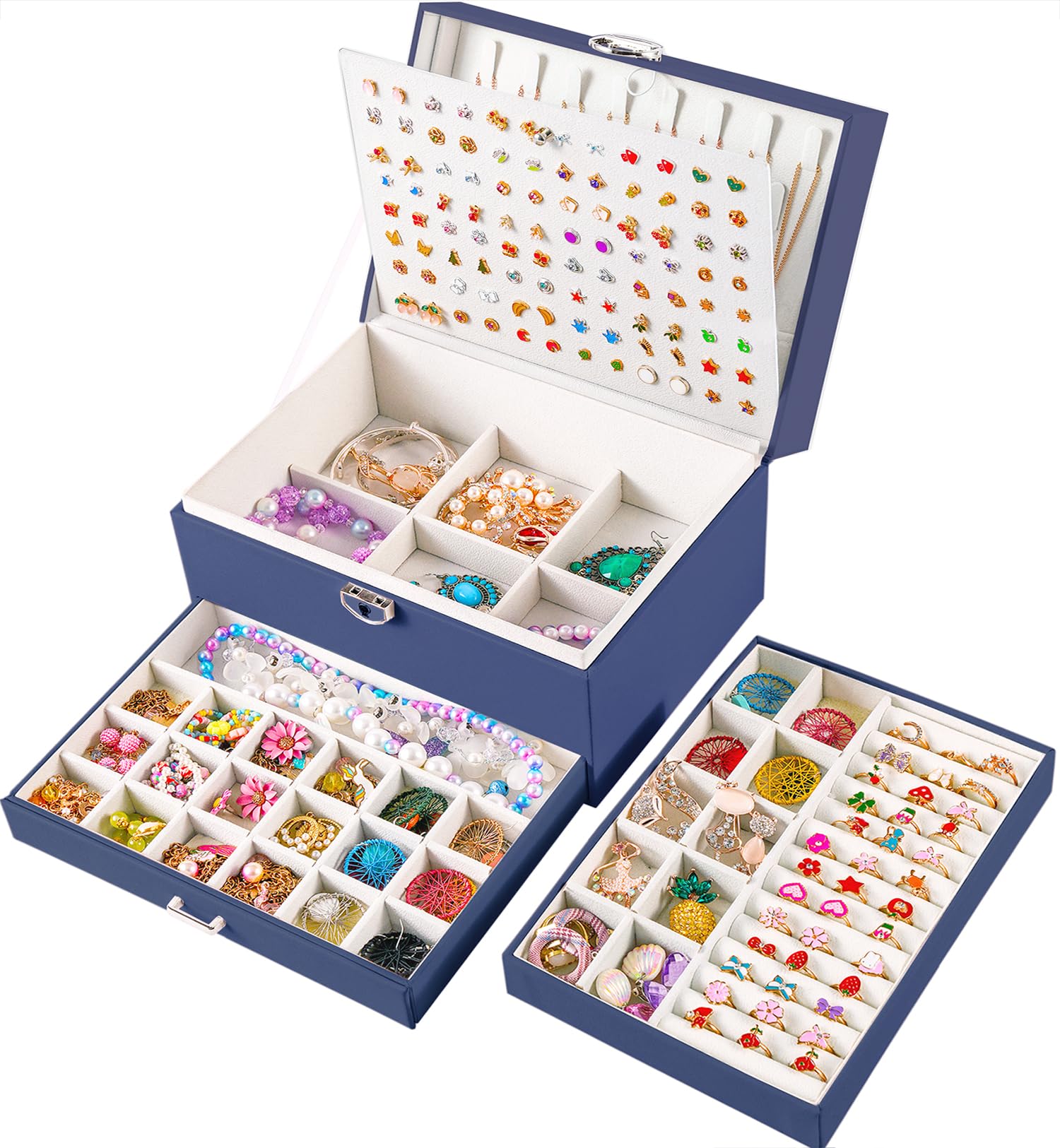 Girls Jewelry Box for Earrings Jewelry Organizer Box Teen Girls Earrings Organizer Jewelry Box Earring Holder Organizer Stud Earring Box for Girls Womens Jewelry Case Organizer Teal