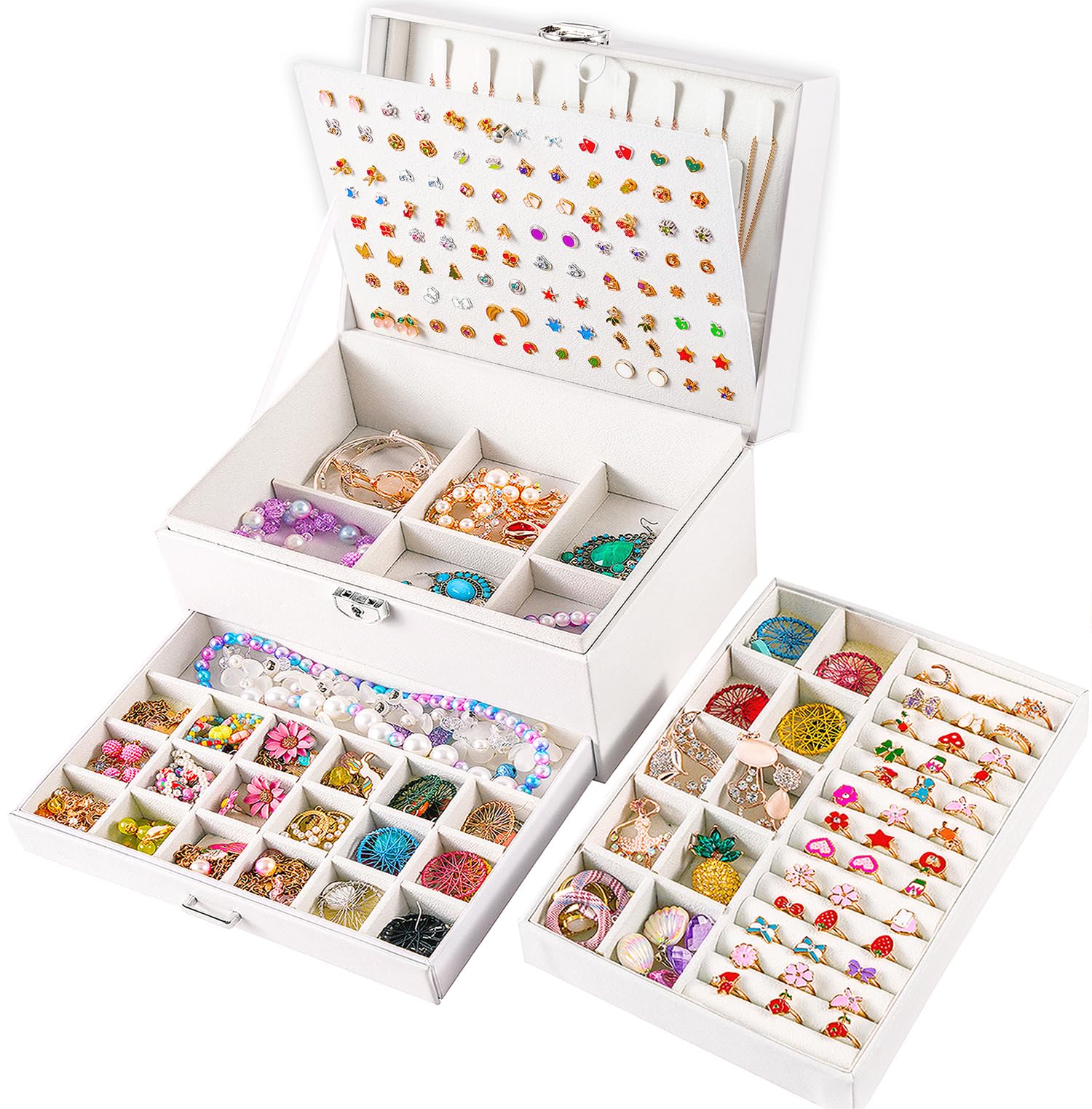 Girls Jewelry Box for Earrings Jewelry Organizer Box Teen Girls Earrings Organizer Jewelry Box Earring Holder Organizer Stud Earring Box for Girls Womens Jewelry Case Organizer Teal