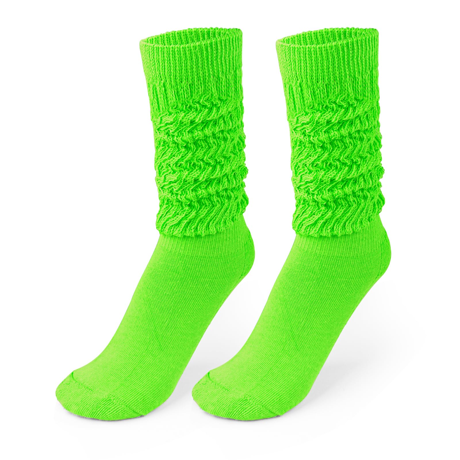 Neon Slouch Socks,80s 90s outfits for women Soft Extra Long Scrunch Knee High Leg Warmers, Perfect for Party