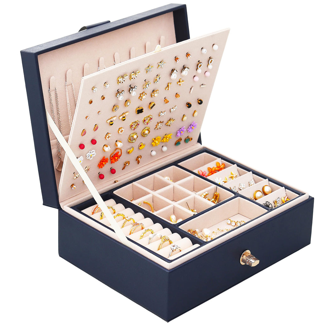 Girls Jewelry Box for Earrings Jewelry Organizer Box Teen Girls Earrings Organizer Jewelry Box Earring Holder Organizer Stud Earring Box for Girls Womens Jewelry Case Organizer Teal