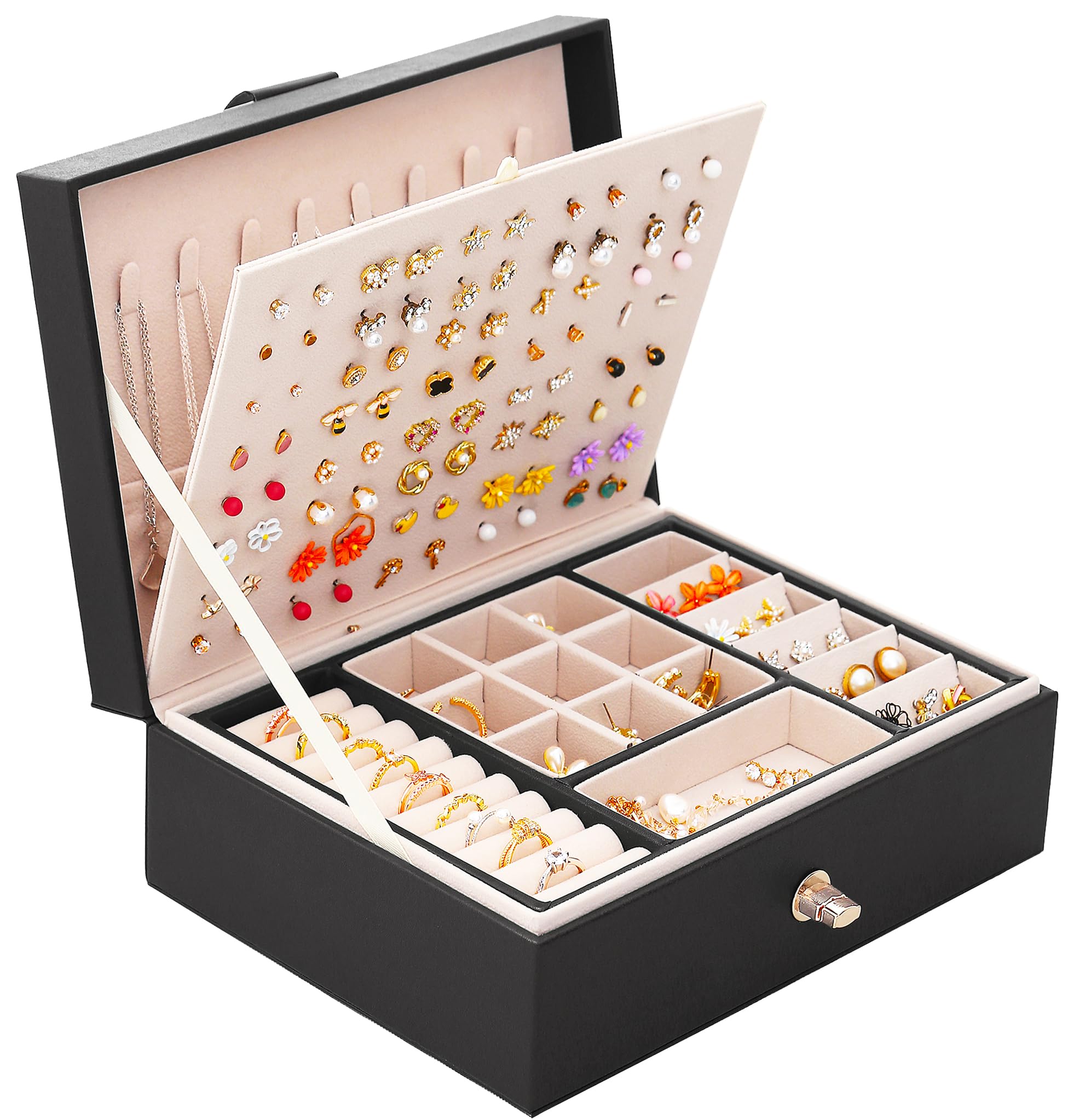 Girls Jewelry Box for Earrings Jewelry Organizer Box Teen Girls Earrings Organizer Jewelry Box Earring Holder Organizer Stud Earring Box for Girls Womens Jewelry Case Organizer Teal