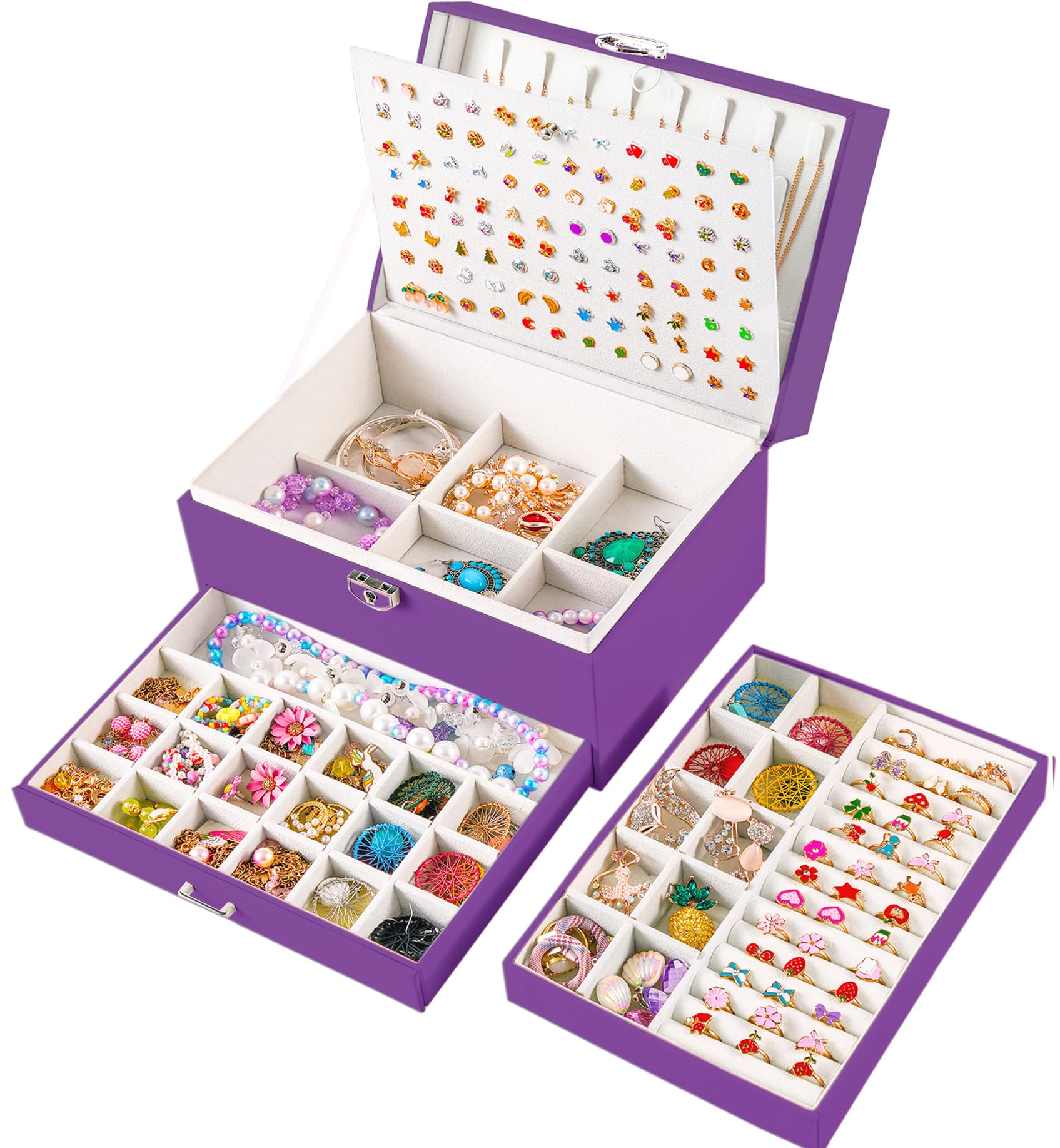 Girls Jewelry Box for Earrings Jewelry Organizer Box Teen Girls Earrings Organizer Jewelry Box Earring Holder Organizer Stud Earring Box for Girls Womens Jewelry Case Organizer Teal